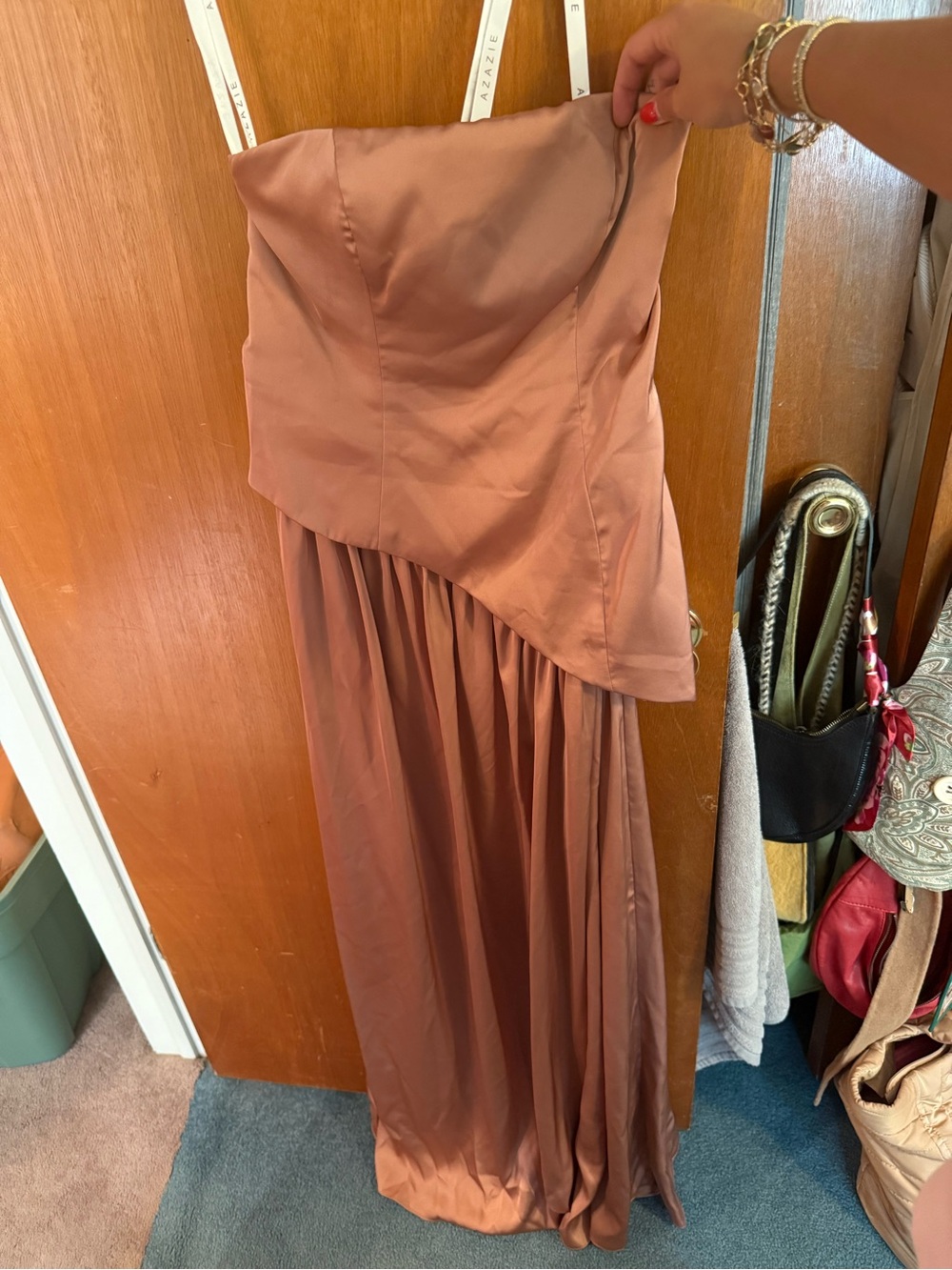 Azazie Copper Strapless A-Line Wedding Gown